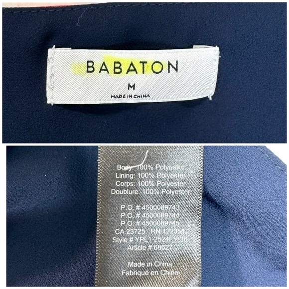 Aritzia Babaton Randy Floral Short Sleeve Top Blouse in Navy Blue Size M - Picture 5 of 8